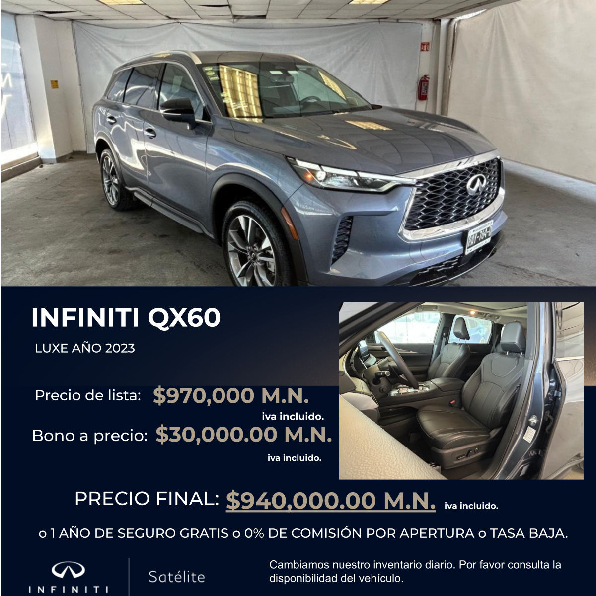 Estrena tu INFINITI QX60 seminueva HOY